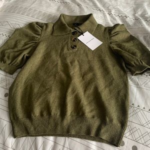 Puff shirt sleeve sweater with collar